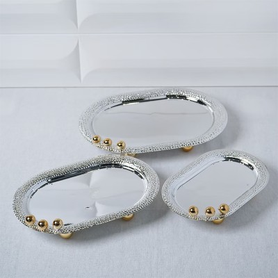 FamilyStore | Set de 3 Plateaux Ovales En Métal