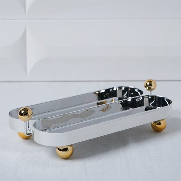 Mefred De Présentation à 2 Cavités Ovales En Métal