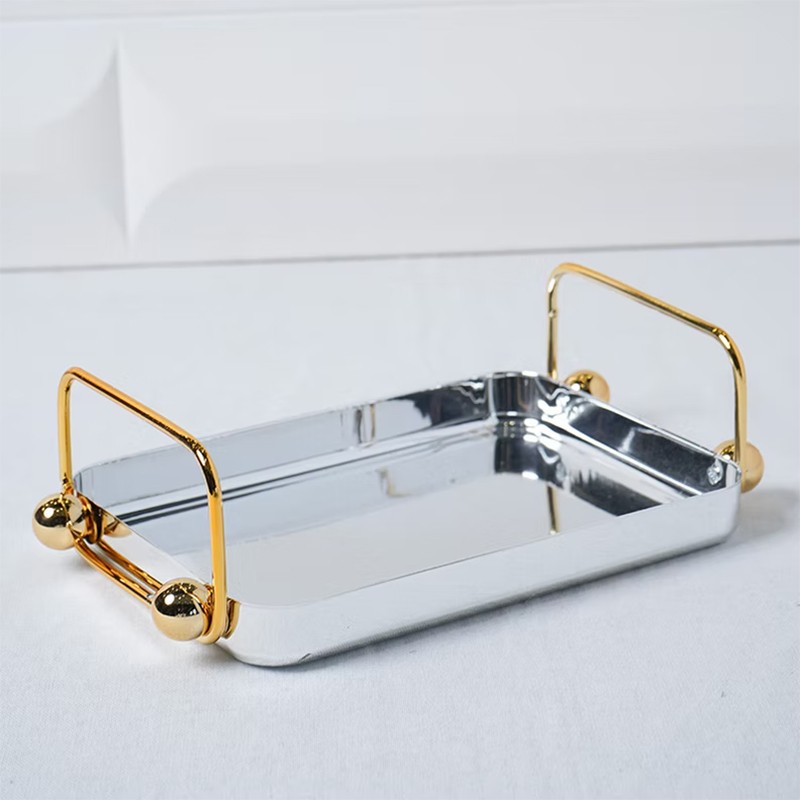 Plateau Rectangulaire en Métal | Plateau de Service et Décoration
