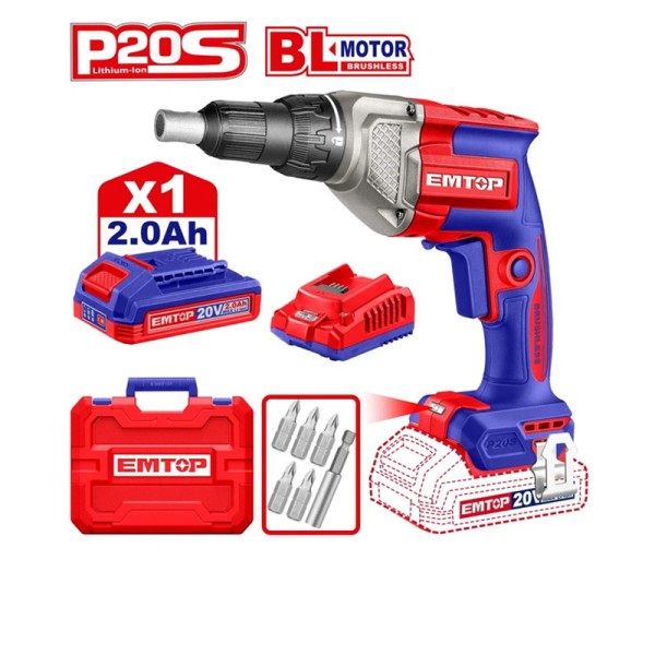 Visseuse Placo Brushless 20V 2B 2AH EMTOP ECDSL204281