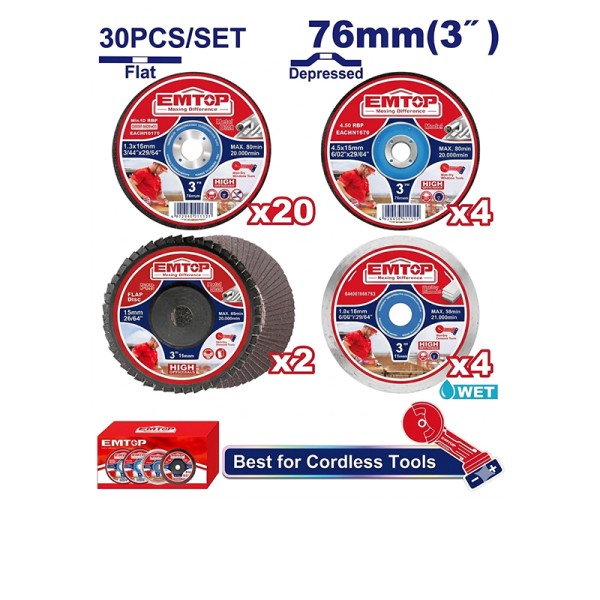 Jeu de 25 disques EMTOP - ECGD07630 - 76 mm