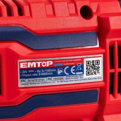 FamilyStore | Perforateur SDS+20V 1B 4AH 22 BRUSH+AC EMTOP ELRH202081