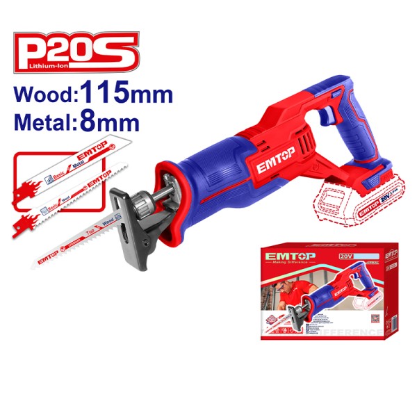 Scie à Sabre 20V +2 LAMES EMTOP ELRS201152