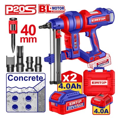 Cloueur à Béton 20V EMTOP Brushless 19-40mm | Pro