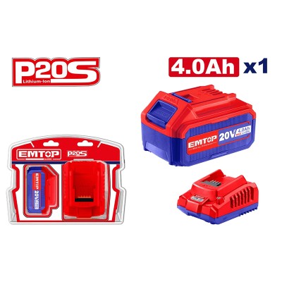 Batterie 20V 4Ah + Chargeur EMTOP | Kit P20S Sans Fil