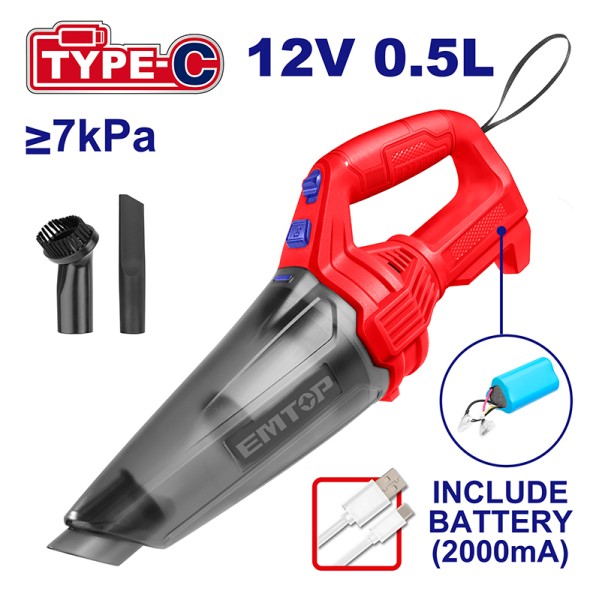 Aspirateur portable EMTOP - ELVC201261 - 12V Type-C