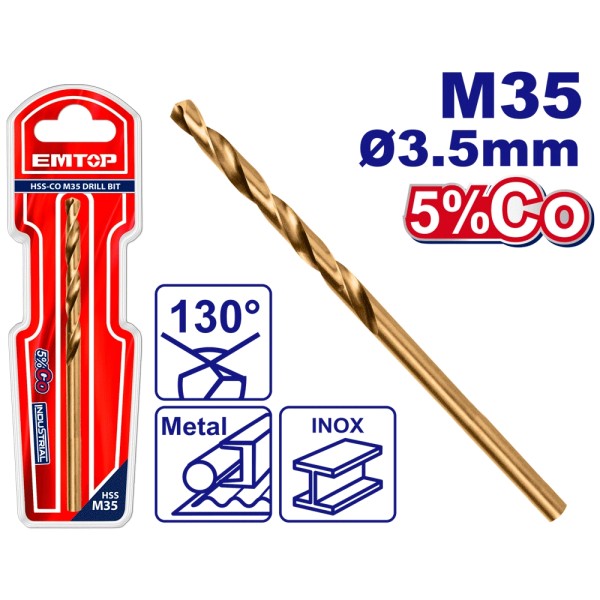 Mèches Acie M35 HSS Ø3,5mm EMTOP ETDB130351
