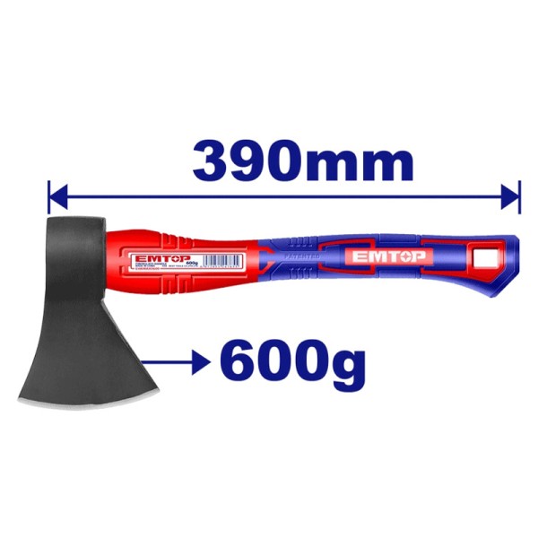 Hache 600G 390mm Manche Fibre EMTOP EHAMAX0600