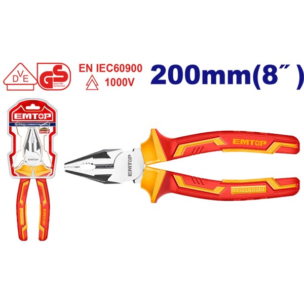 Pince Universelle Isolée 8"/200mm EMTOP EPLRC0831