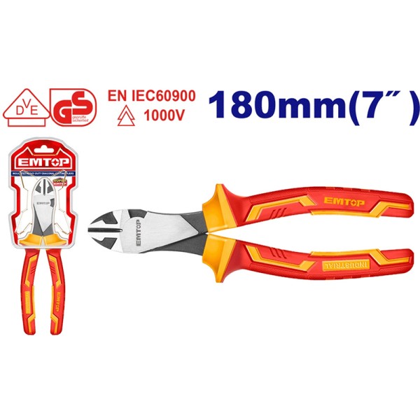 Pince Coupante Isolée 7"/180mm EMTOP EPLRHD0731