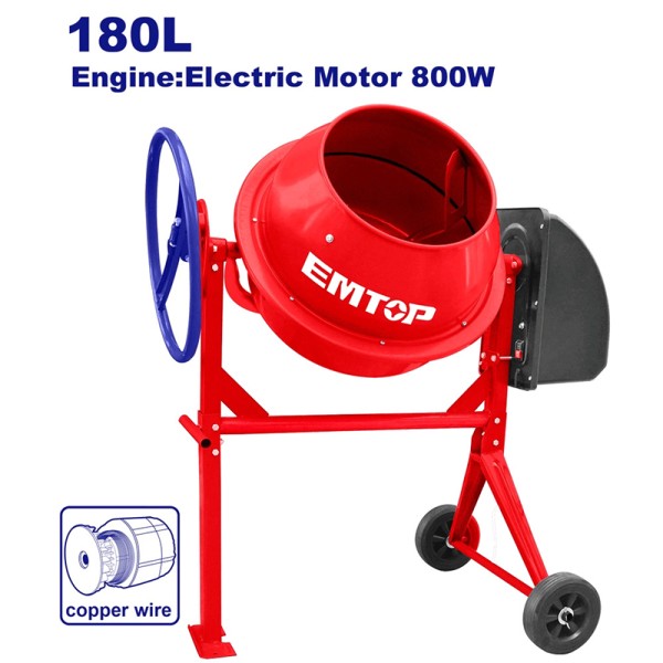 Bétonnière 220V 1,1CV 180L EMTOP ECMX18011