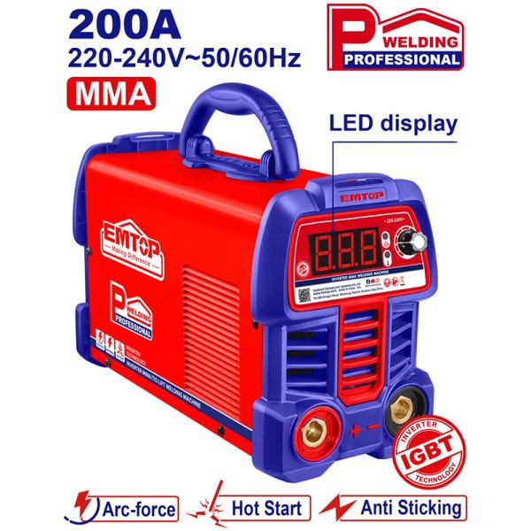 Poste De Soudage MMA 200A PRO+AC EMTOP EWDEM2061