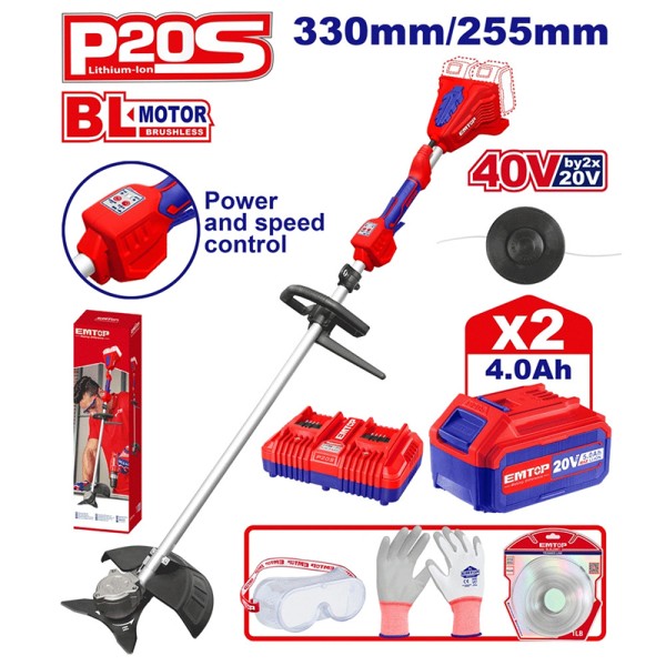 Coupe Bordures-Herbe Brush 40V+AC EMTOP ELMR200285