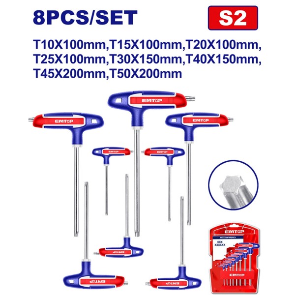 Jeu De 8 Clés Torx F-T EMTOP ETHW6063
