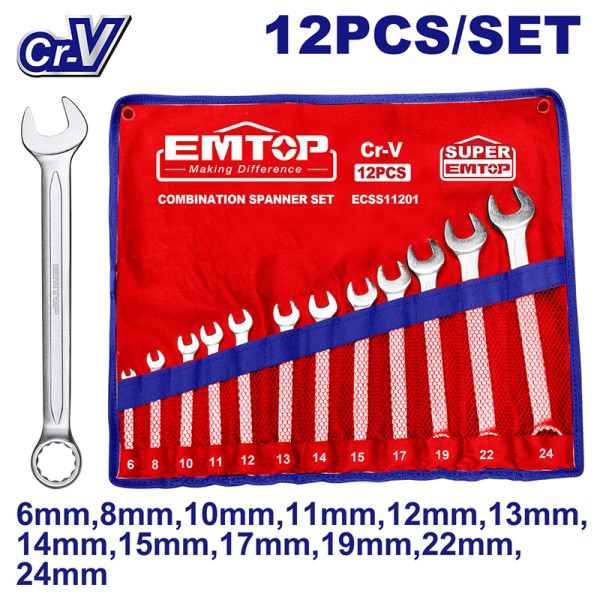 Jeu 12 Clés Mixtes 6-24MM EMTOP ECSS11201