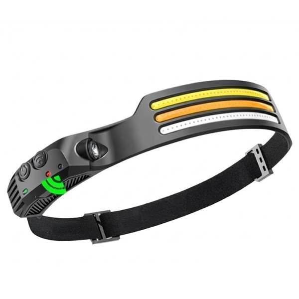 Lampe Frontale 3 bandes LED Rechargeable - Capteur Mains Libres