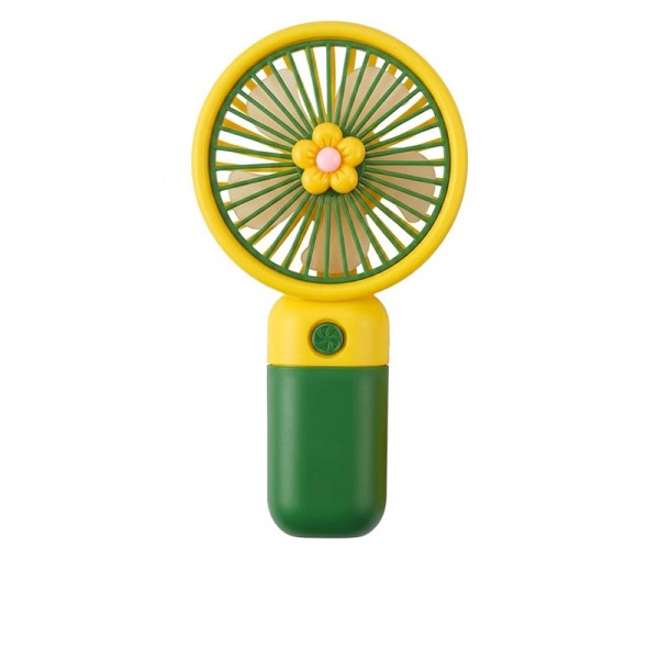 Mini Ventilateur à Main Rechargeable Support Fleur - Vert Foncé