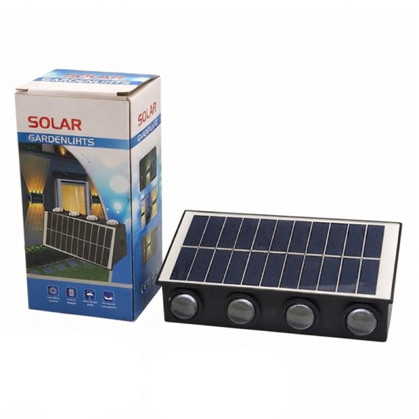 Applique Murale Solaire 8 LED à Double Éclairage Haut Et Bas