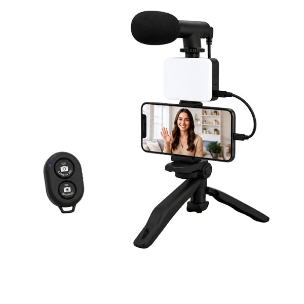 Kit De Vlogging Pour Smartphone 6En1 Avec Micro Et Lumière LED Pour Débutants