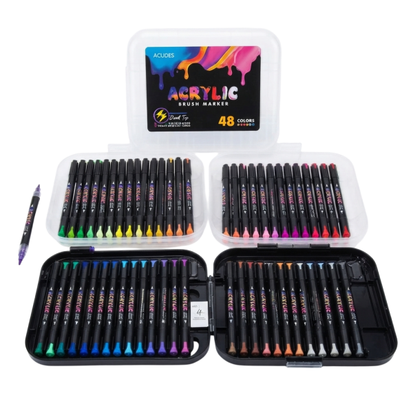 Coffret Géant 48 Marqueurs Acryliques Double Pointe