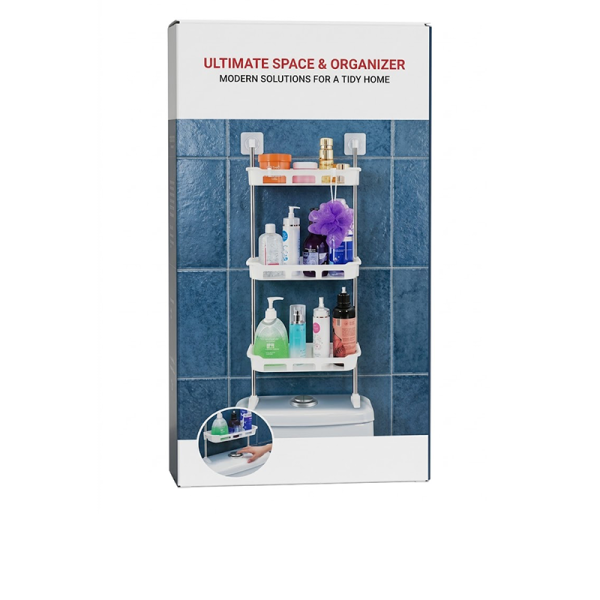 Étagère Salle de Bain 3 Niveaux - Rangement Toilettes