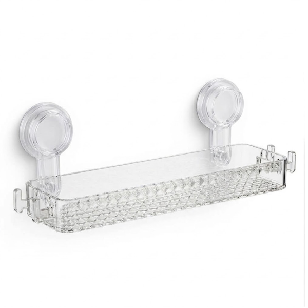 Étagère Salle de Bain Transparente à Ventouses - Rangement Douche